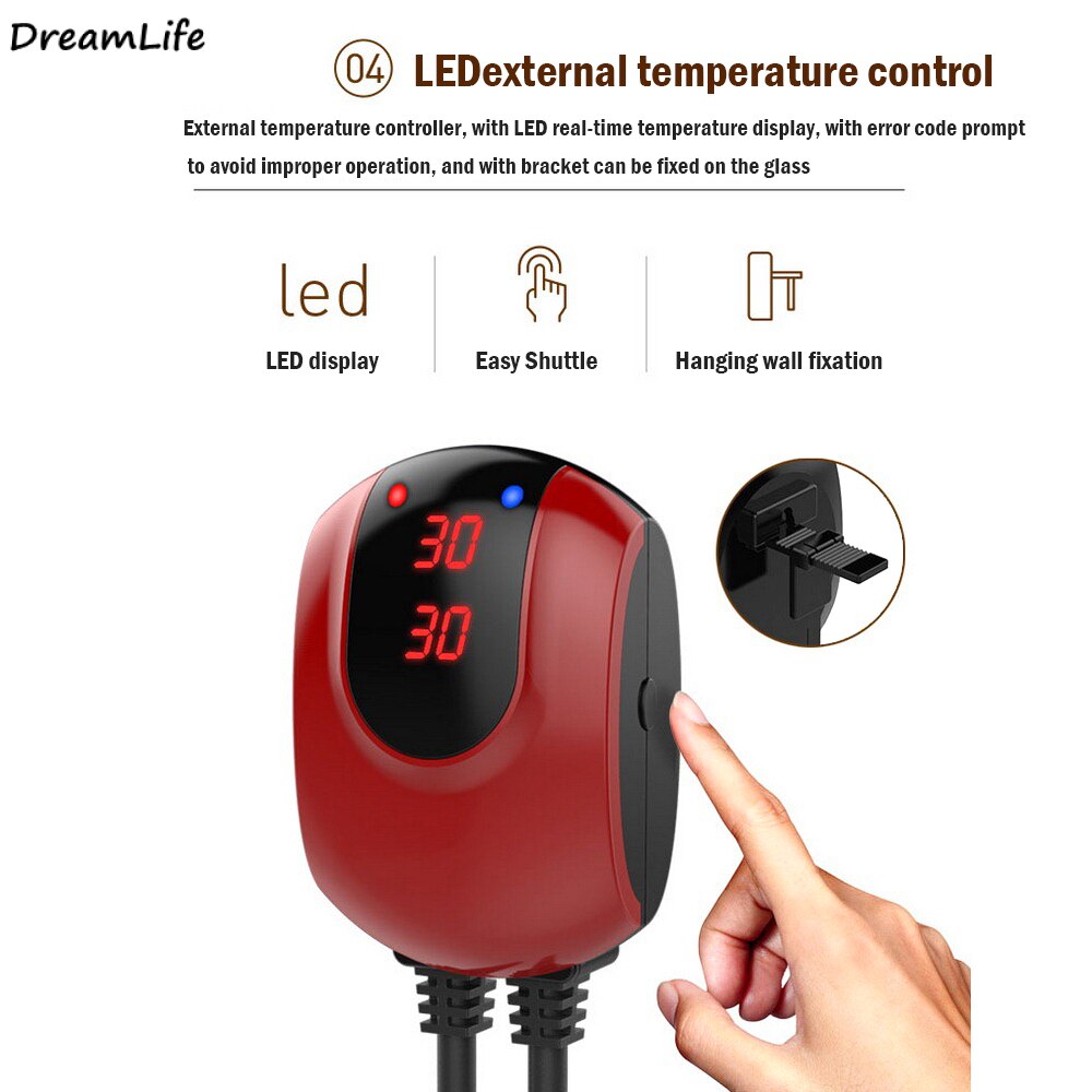 Mini PTC Aquarium Heating Rod 200W 110v Water Submersible Fish Tank Heater Automatic Adjustable Thermostat Aquatic Pet Supplies