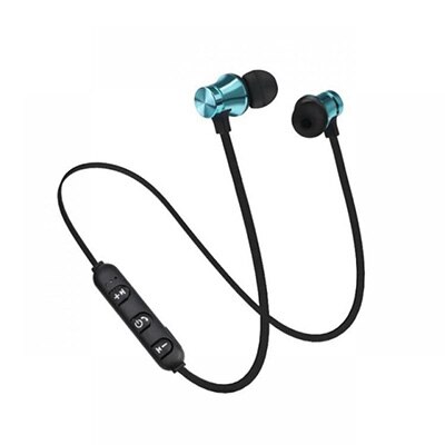 Auriculares Bluetooth 4,2 Con banda para el cuello, auriculares inalámbricos magnéticos estéreo para música, auriculares metálicos con micrófono para todos los teléfonos: blue
