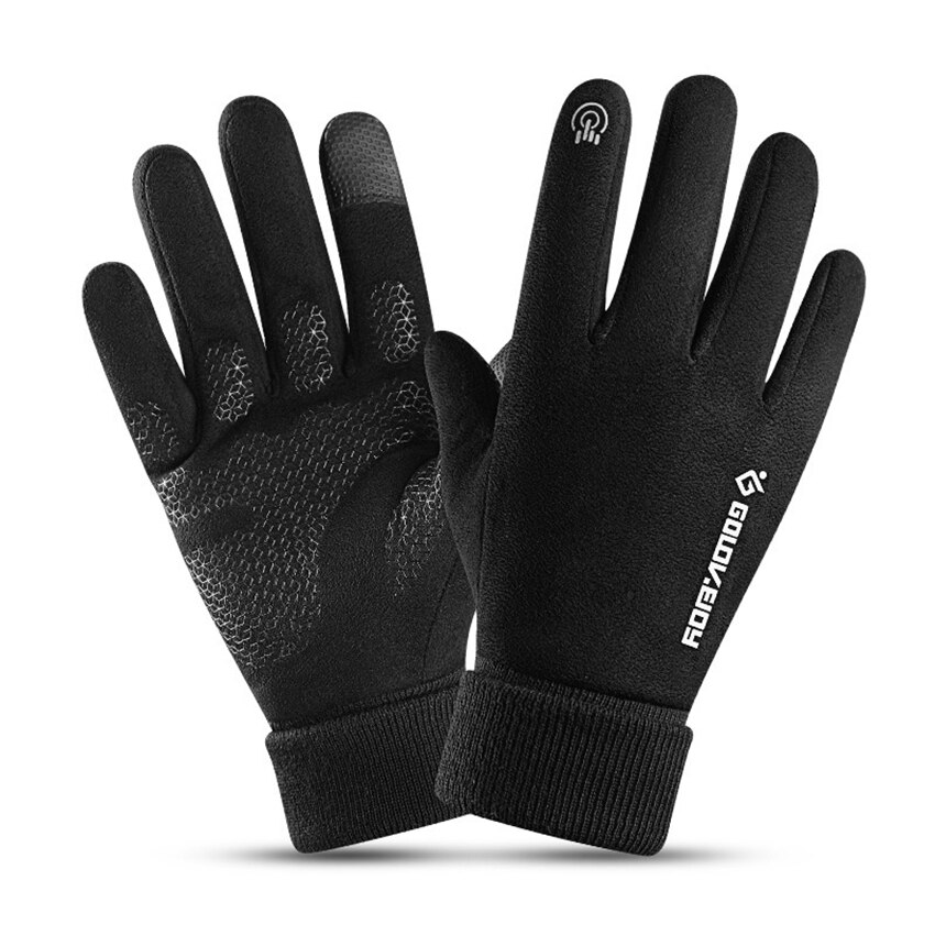 Vinterhandskar för män vindtäta varma tjocka handskar hudvänliga pekskärmshandskar nattridning reflexskylt: Svarta handskar / M handflatans bredd 7-8cm