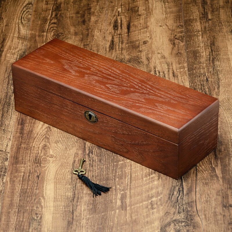 Caja de reloj de madera de lujo caja soporte reloj para Relojes Joyería superior organizador caja rejillas reloj organizador: rectangle