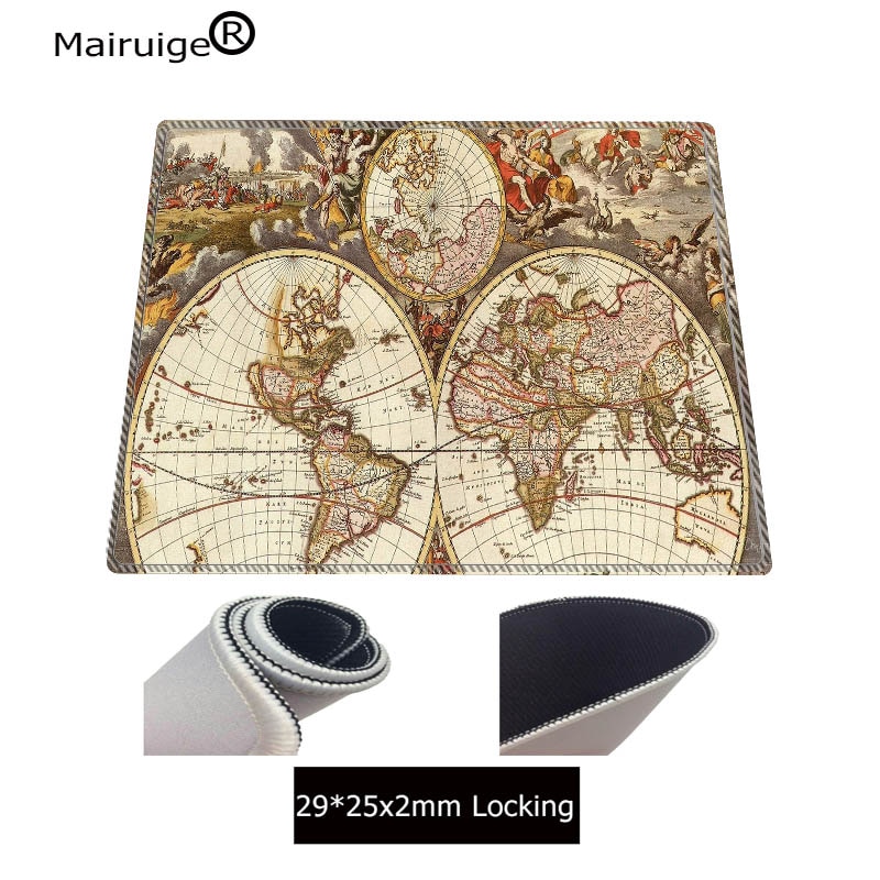 Mairuige Extra Large Speed Mouse Pad Old World Map Gaming Mousepad Anti-slip Natural Rubber Gaming Mouse Mat with Locking Edge: 250X290X2MM