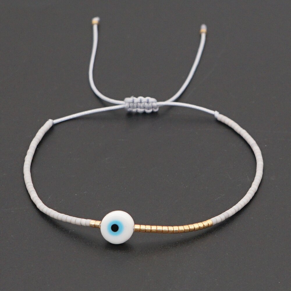 Bransoletka z greckim oczkiem bransoletka z tureckim nazarem String proste bransoletki dla kobiet mężczyzn koraliki Miyuki biżuteria Pulsera mal de ojo: D