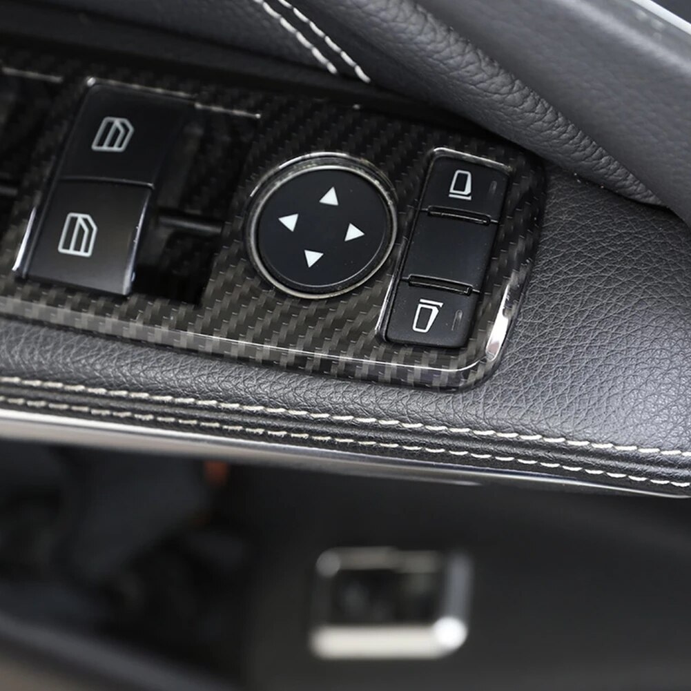 Carbon Fiber style Car Window Lift Button Frame Sticker For Mercedes Benz A B C E GLE GLA CLA GLK Class W176 W204 W212 W166 W218