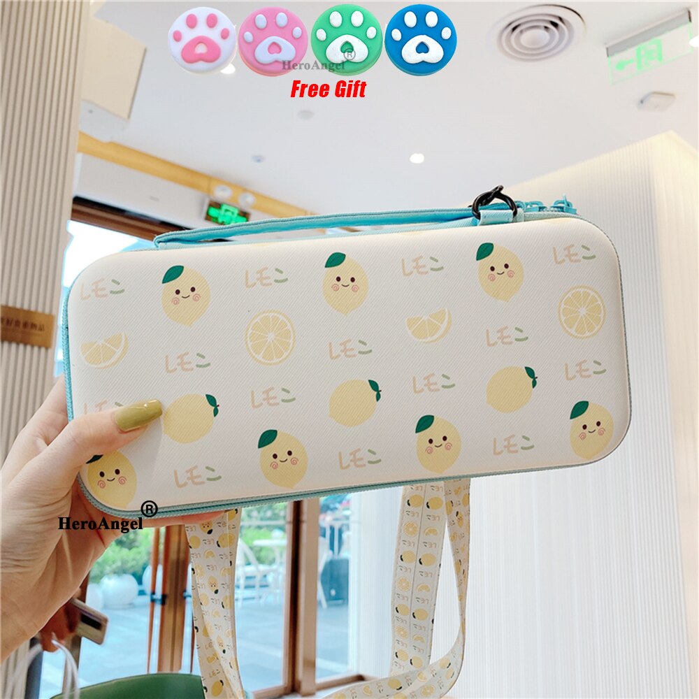 Portable Shoulder Strap Lanyard Travel Storage Bag For Nintendo Switch Game Console Box Shell Cover Cute Fruits Protective Case: SG05