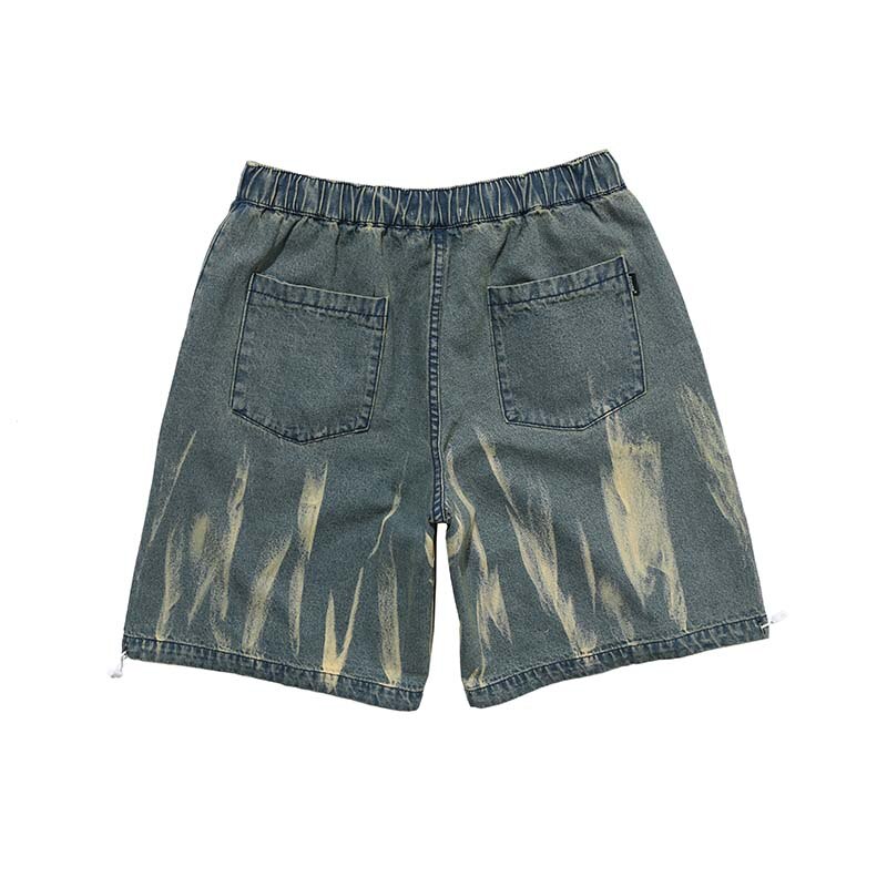 UNCLEDONJM Hip Hop Denim Shorts Streetwear Illusion Veins Harajuku Jogger Shorts Loose Summer Denim Cargo Shorts ME-Z56