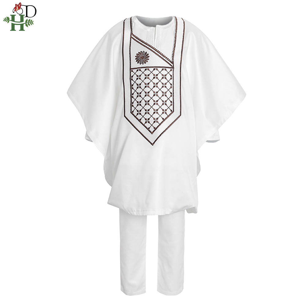 H &amp; D abiti africani per bambini ragazzi T-camicia a maniche lunghe ricamo Dashiki veste camicia ansimare impostato 3 pezzi abito Agbada abbigliamento per bambini