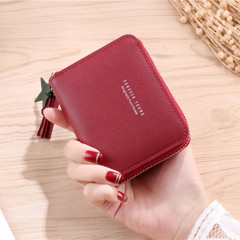 Tofs kvinnor plånbok liten söt plånbok kvinnor kort läder kvinnor plånböcker dragkedja portföljer portefeuille kvinnlig handväska clutch