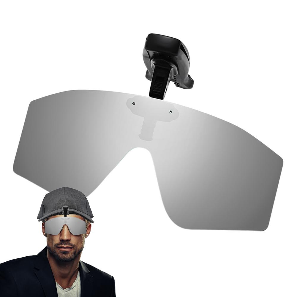 Clip auf Sonnenbrille über Brille Vision polarisierte Hütte Visier Clips Hütte Clip auf verstellbare Sonnenbrille Herren Sonnenbrille zum Angeln: Silber