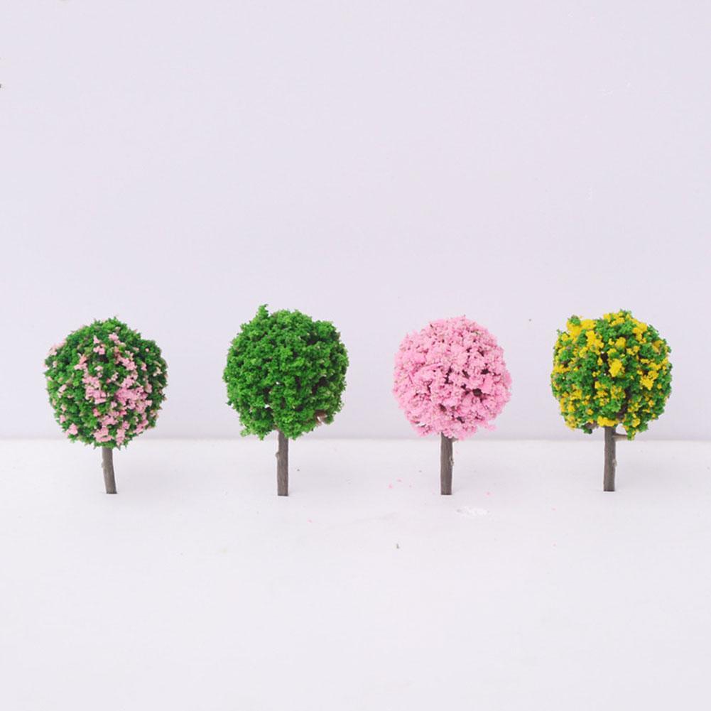 50 Stuks Bloem Model Trein Ronde Bomen Bal Vormige Landschap Kleuren Schaal Landschap 1/87 Gemengde K7W9