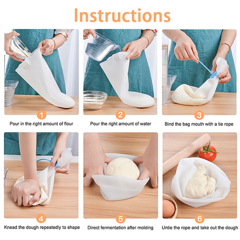 1Pc Siliconen Kneden Deeg Zak Food Grade Meel Mengen Siliconen Tas Keuken Gadget Accessoires Behoud Keuken Bakken Tool
