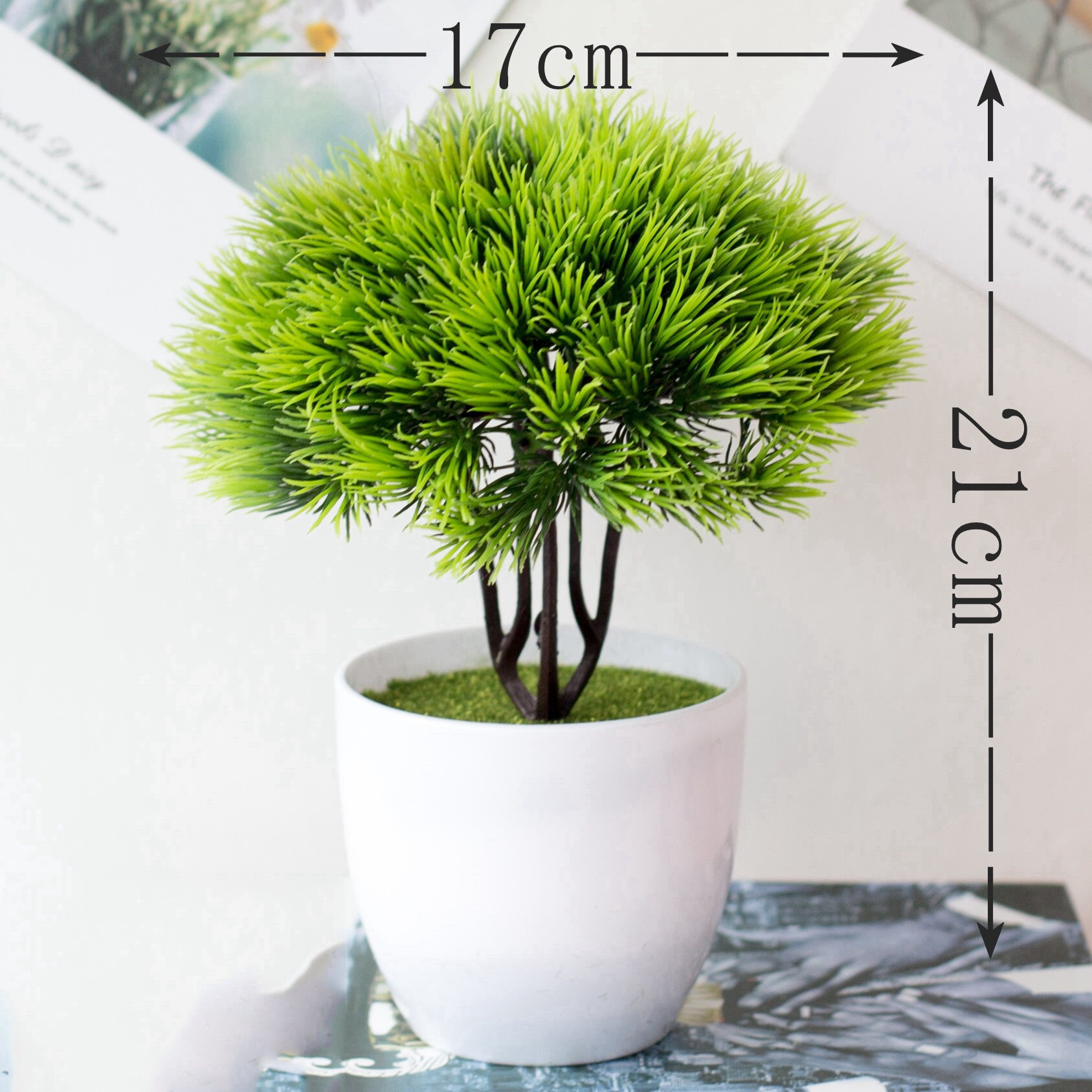 Nouvelles plantes artificielles, arbre de pin bonsaï vert, ornements de Table en pot, décor de maison, jardin d'hôtel, décor de Festival: songbaicaoyuan