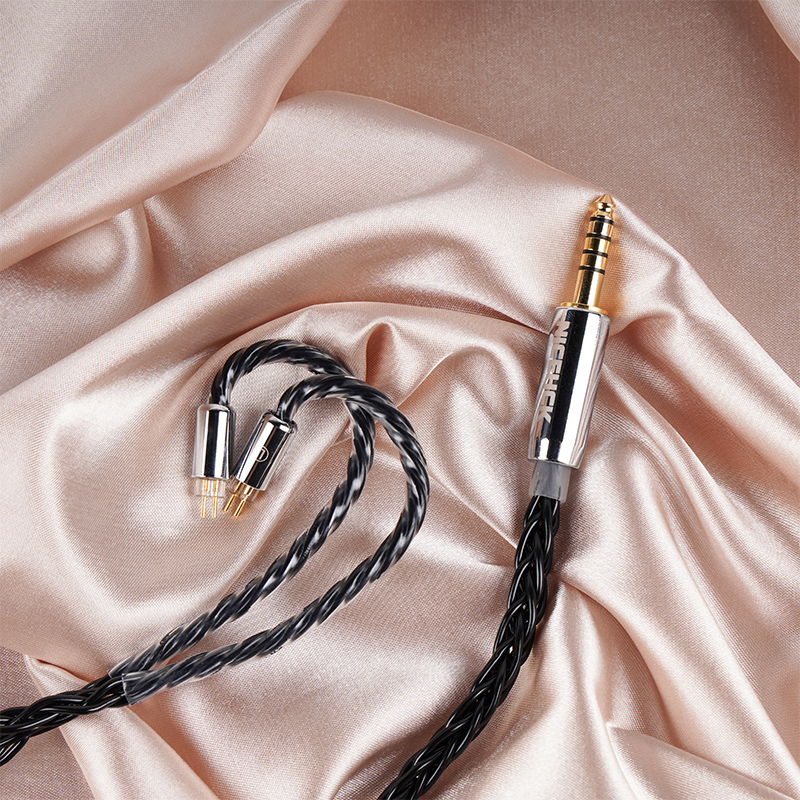 NICEHCK BlackCat Ultra 8 Strands Zinc Copper Alloy Oil Soaked Replace Cable 3.5/2.5/4.4mm MMCX/2Pin for T2plus Heart Mirror IEM