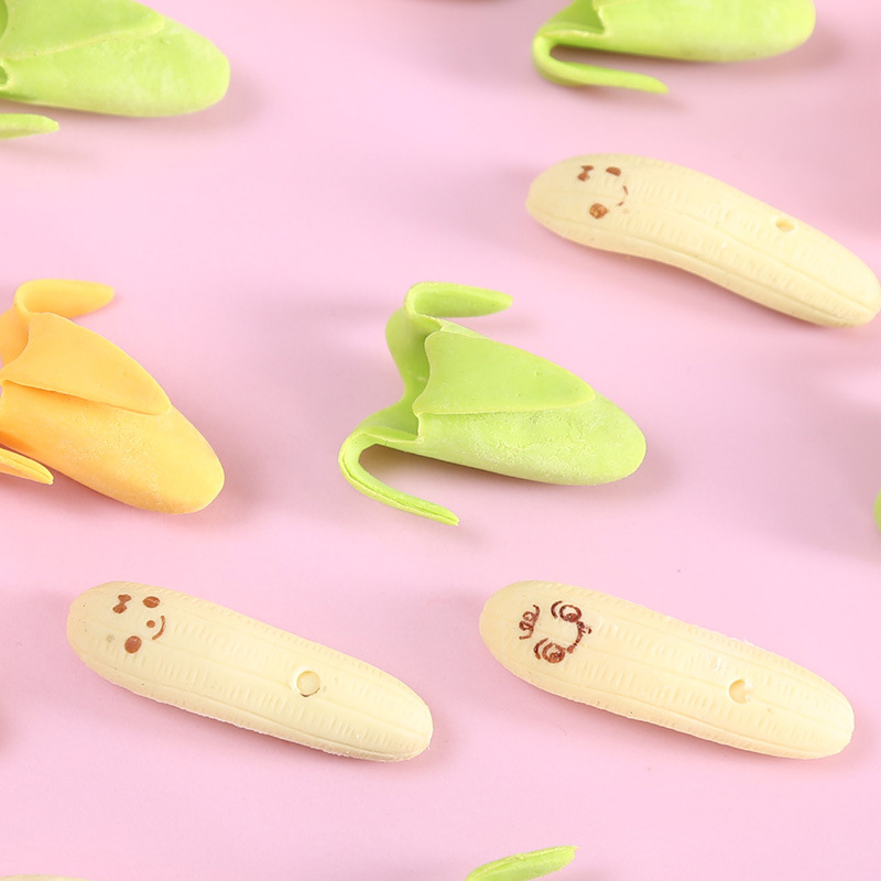 6pcs Banana Correction Rubber Eraser for Pencil Erasing Correcting Novelty Erasers Stationery Office School Student A6414