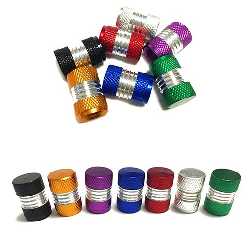 6 Kleur 4 Stuks Aluminium Auto Truck Ronde Wiel Tire Kraandopverbindingen Dust Cover Zwart/Rood/geel/Groen/Blauw/Paars