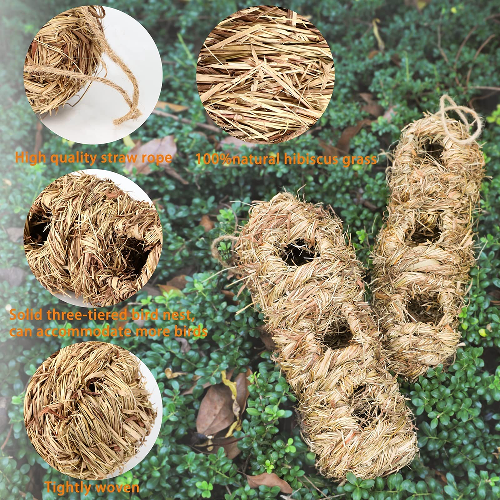 Natural Bird Hut For Outside Hand-Woven Roosting Nest Bird Hut For Yard Decoration Hummingbird House Bird Nest