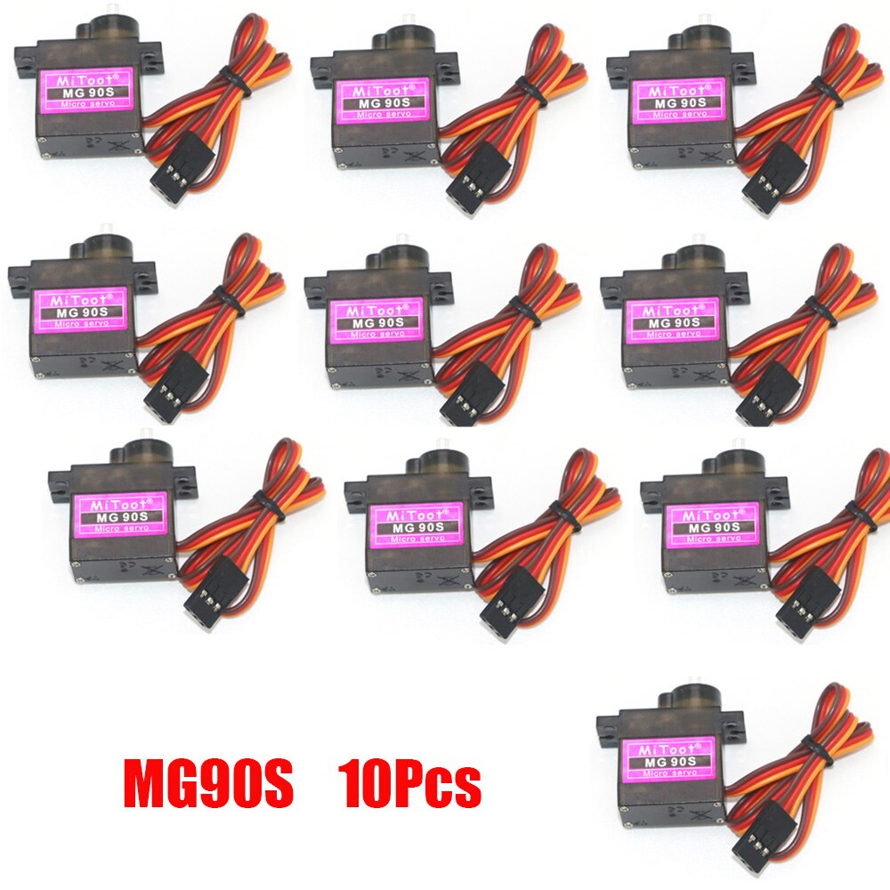 5/10 / 20szt MG90S Metal Gear Digital 9g Servo SG90 do helikoptera Rc Plane Boat Car MG90 9G Trex 450 RC Robot Helikopter: Czerwony