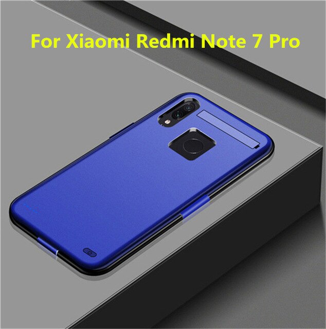 6800Mah Powerbank Batterij Opladen Cover Voor Xiaomi Redmi Note 7 Pro Draagbare Batterij Oplader Case Voor Redmi Note 7 batterij Case: Blue  for Note 7 Pro