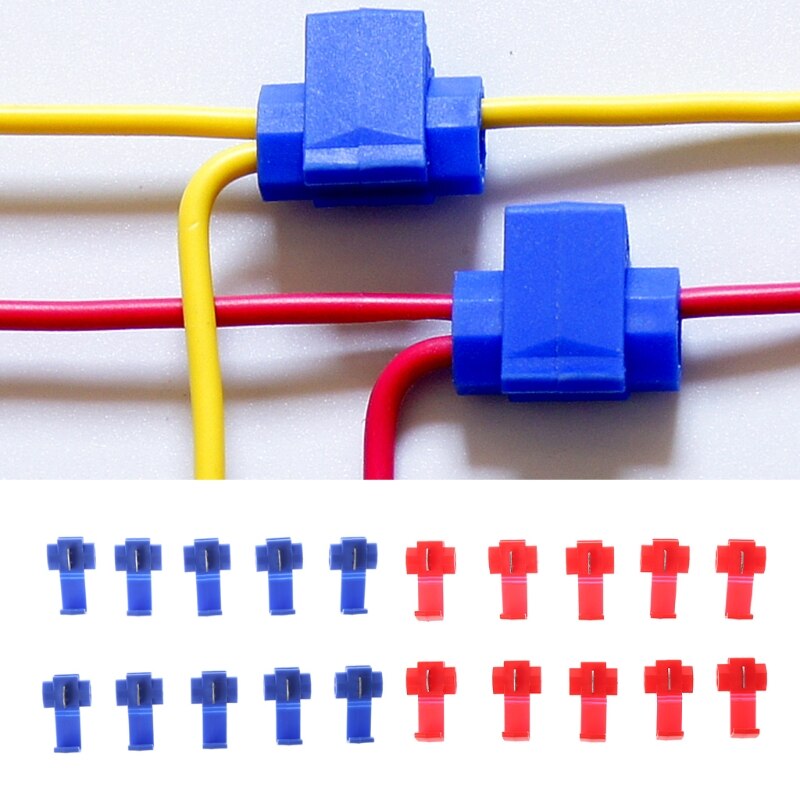 Auto 10pcs 2 Pin T Shape Wire Cable Connectors Terminals Crimp Lock Quick Splice Car Kit Tool 1XCF
