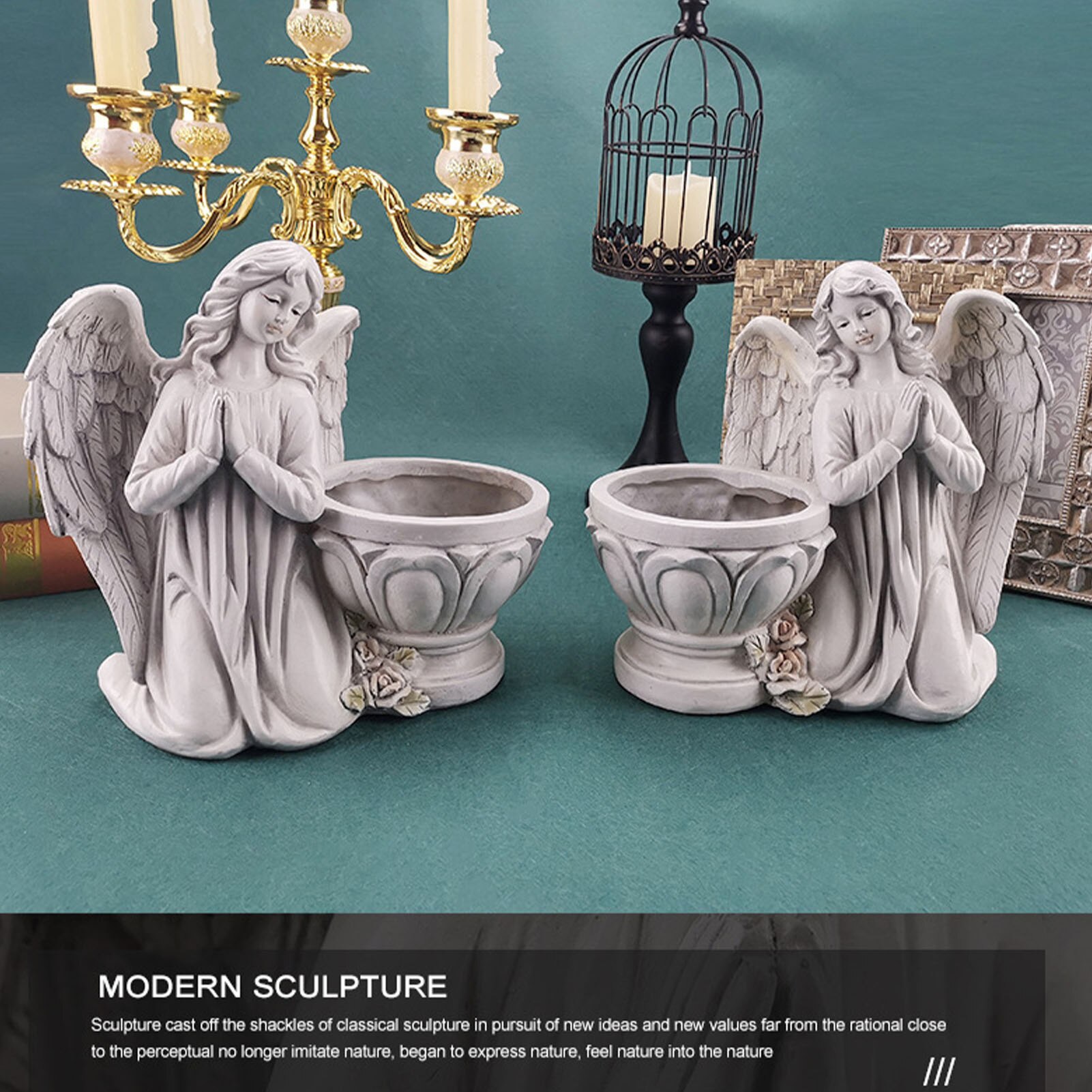 Praying Angel Planter Garden Angel Succulent Pot Plant Holder European Resin Crafts Indoor And Outdoor Flower Tank Desk Ornament