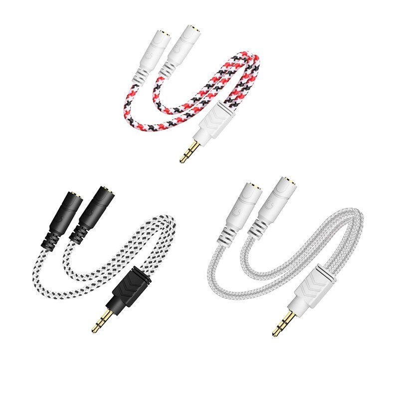 Hoofdtelefoon Splitter, 3.5Mm Splitter Kabel Voor Headset [Fijne Gevlochten & Vergulde] Stereo O Y Kabel Aux Splitter-compatibel