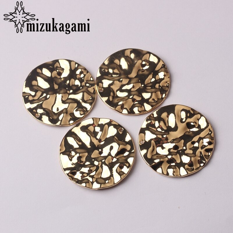 Jewelry Making Accessories Golden Zinc Alloy Metal Distorted Round Coin Shape Charms Pendants 35mm 6pcs/lot For DIY Earrings
