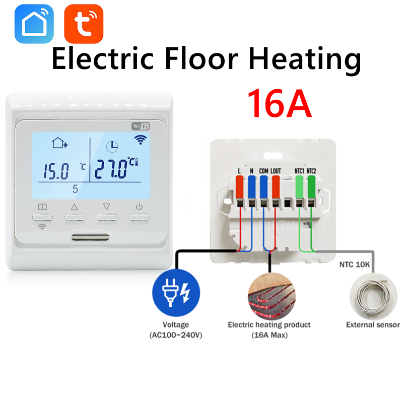 Termostato WIFI para Aquecimento de Piso com Tela LCD 220V, Controlador de Temperatura Programável para Caldeira Elétrica, a Água e a Gás: Borgonha