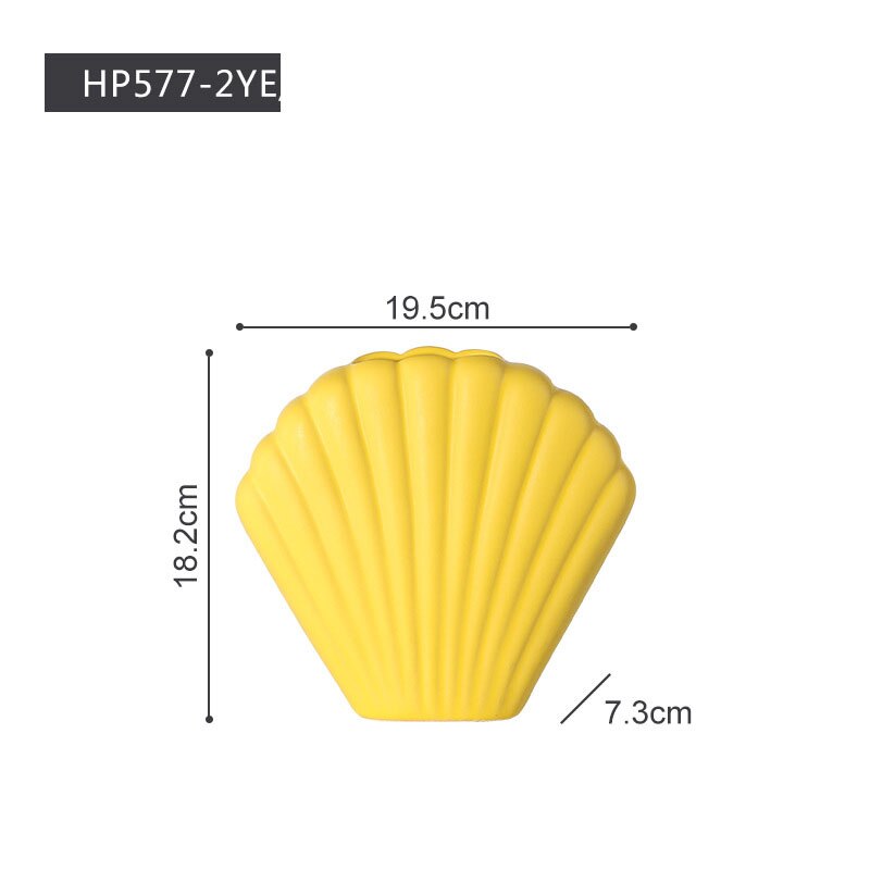 Simple morden home decoration ceramic vase shell artist decorative artist idea for wedding birthday event: 18.2x19.5x7.3cmyel