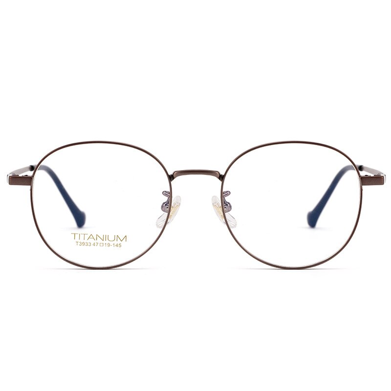 Gafas de marco completo de titanio para hombre y mujer, lentes ópticas ultraligeras y redondas, de cara ancha, para miopía, T3933