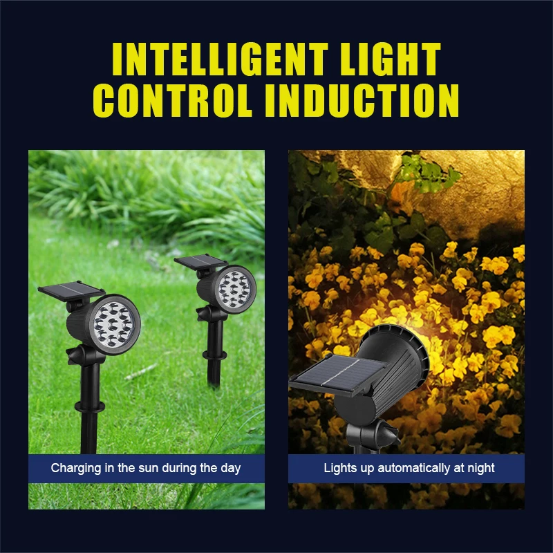 2/9 led-lampen op zonne-energie, verstelbare grondspot op zonne-energie,  ip65 waterdichte landschapswandlampen, buitenverlichting