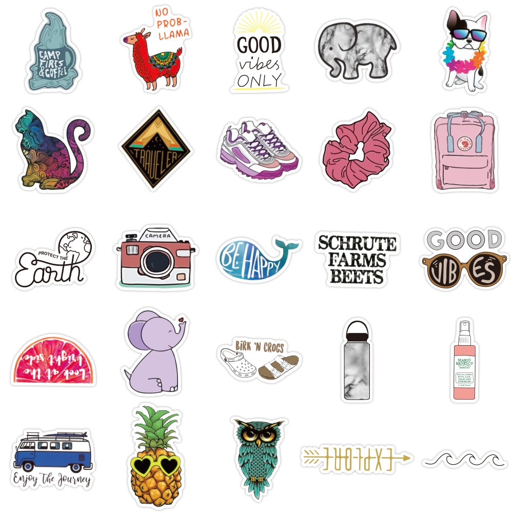 10/30/50PCS Color Small Fresh Personality Graffiti Cute Animal Notebook Suitcase Skateboard Guitar Waterproof Sticker