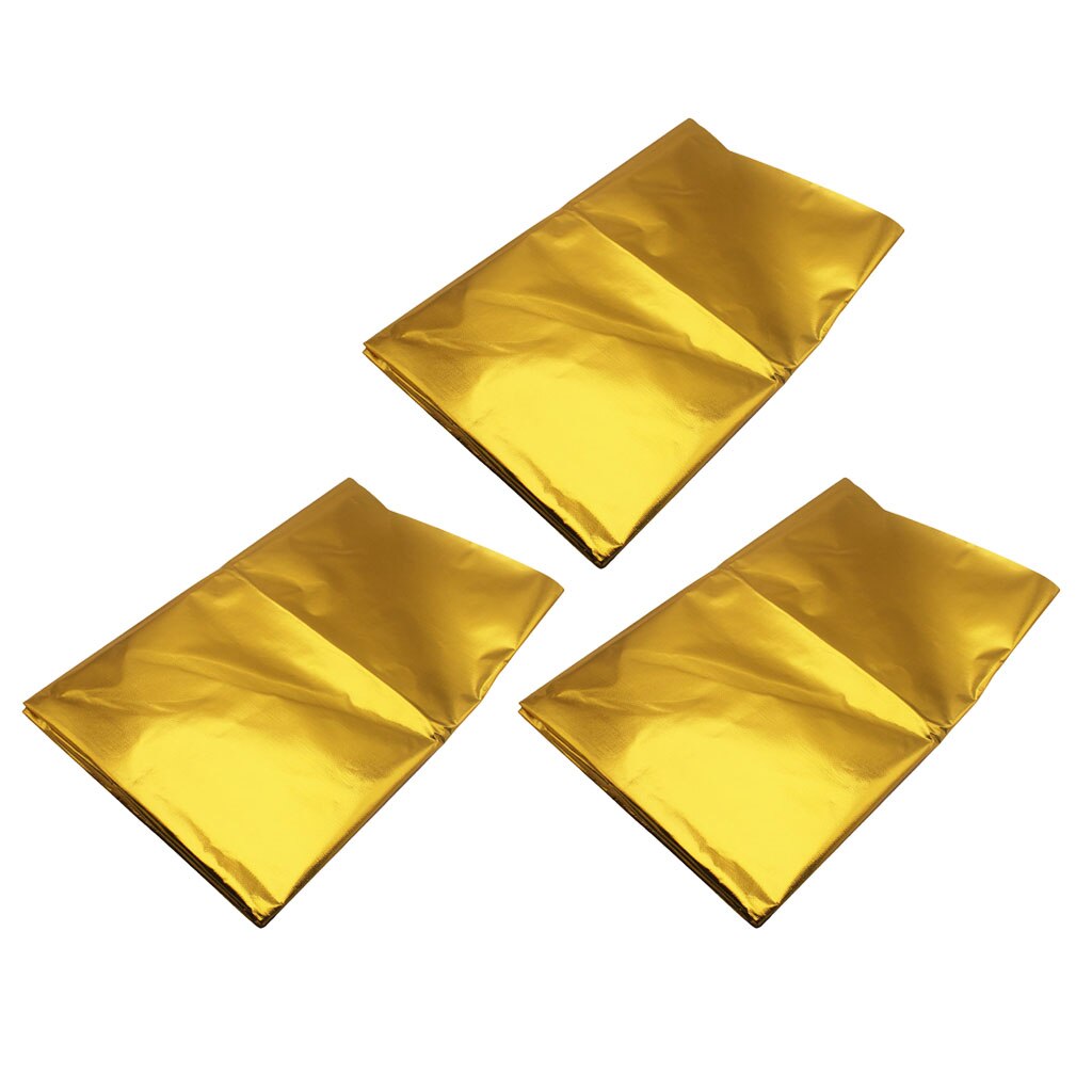 3pcs Reflect Gold Heat Wrap Sheet Barrier Protector For Thermal Exhaust 39X47"