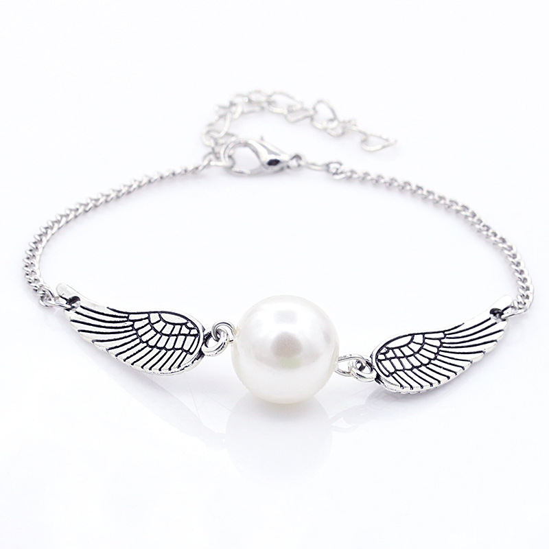 Populaire Sieraden Retro Gesimuleerde Pearl Angel Wings Manchet Armbanden voor Vrouwen Delicate