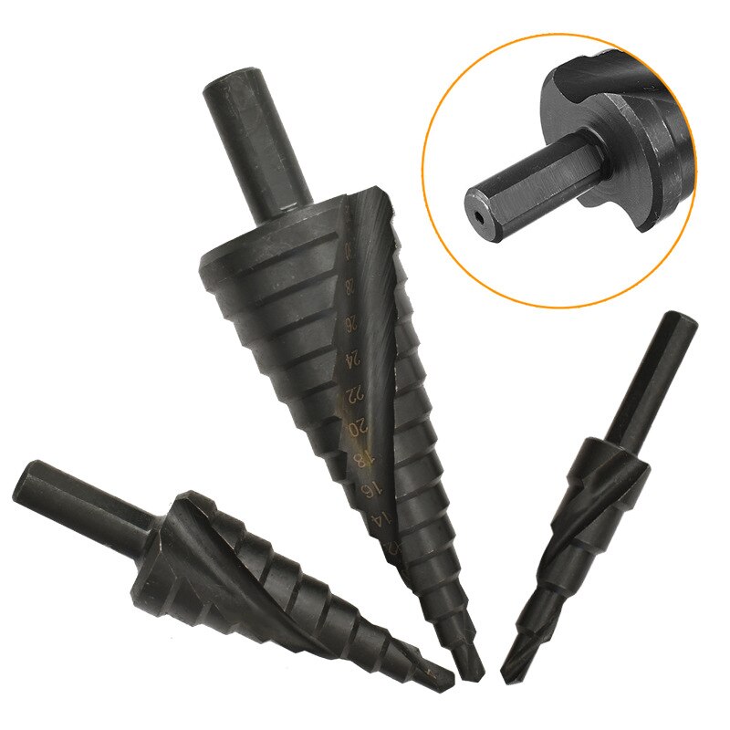 Metal Drills 4-12/20/32mm HSS Cobalt Step Cone Drill Bit Set Nitride Coated Wood Metal Hole Cutter Drill Spiral Groove Drill Bit