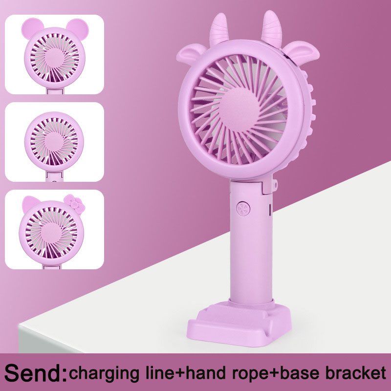 Portable USB Fill Light Fan Desktop Stand Holder For Mobile Phone LED Night Light Outdoor Travel Handheld Three Speed Adjust Fan: purple