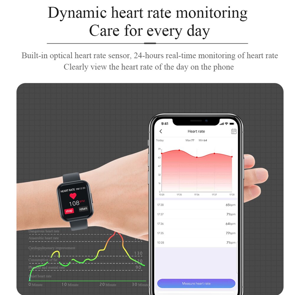 Montre intelligente Android montres pour femmes Bracelet de Fitness hommes SmartWatch moniteur de fréquence cardiaque Sport Bracelet pour iphone Pk P80 P70