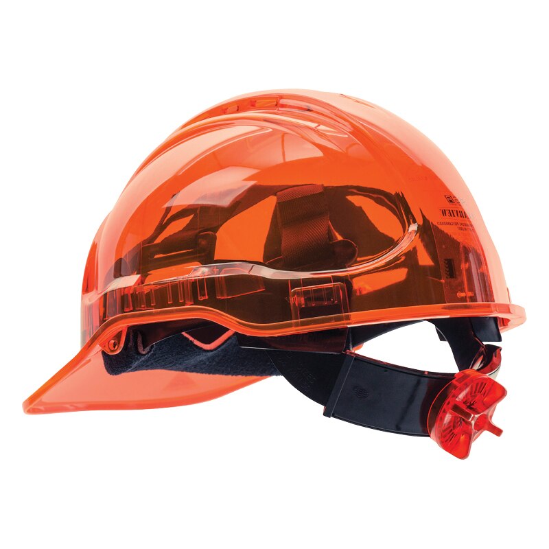 Casco de seguridad Portwest, gorro de trabajo con certificado CE, translúcido, Hi Vis, ajustable, para PC: Naranja