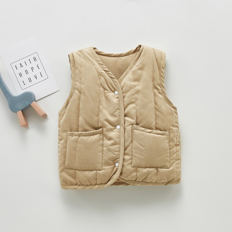 Herfst Winter Baby Vest Retro Mouwloze Jas Voor Jongen Winddicht Vest Winter Warm Peuter Vest Voor Meisje Baby Kleding