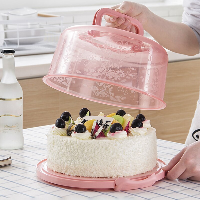 Portable Cake Storage Box Round Birthday Cake Box Kitchen Wedding Baking Container YE