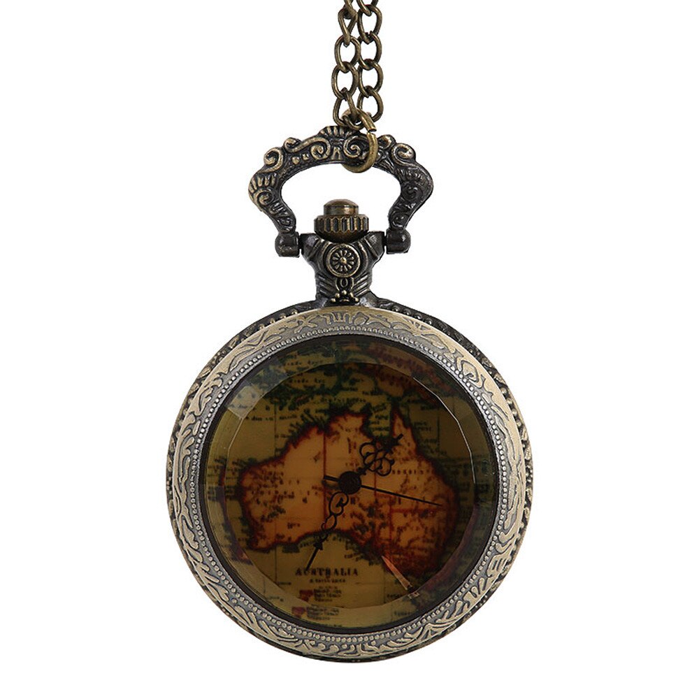 Men's Pocket Watch Map Commemorative Pocket Watch The Greatest Pocket Watch Necklace карманные часы relogio 50*: Default Title