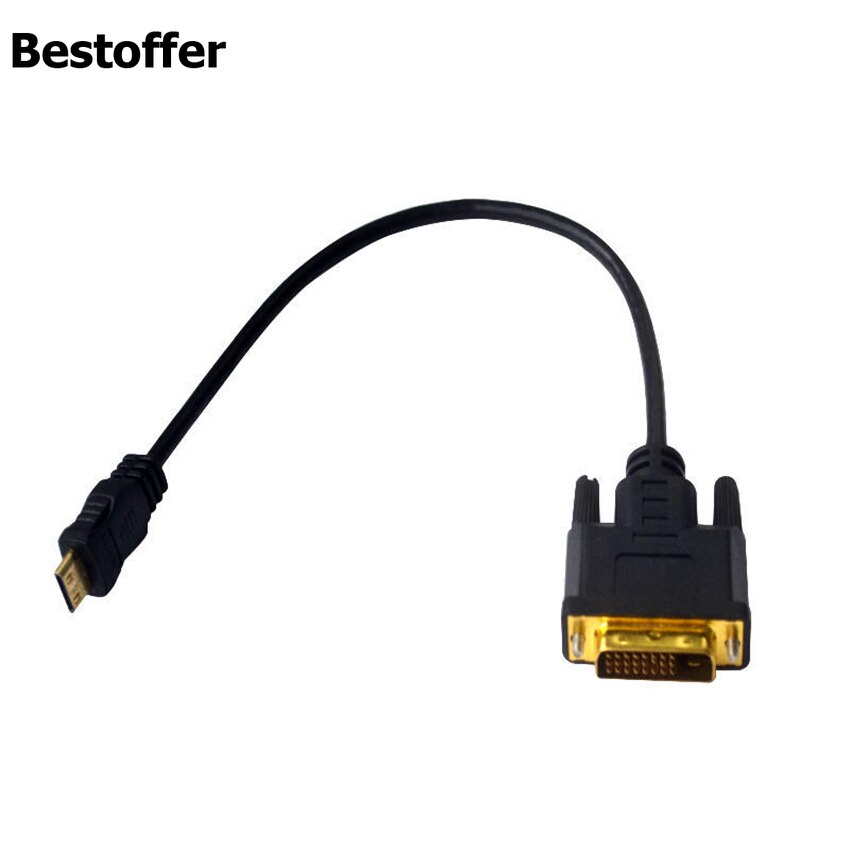 30cm Mini HDMI macho a DVI-D 24 + 1 Cable adaptador macho para HDTV LCD Tablet portátil