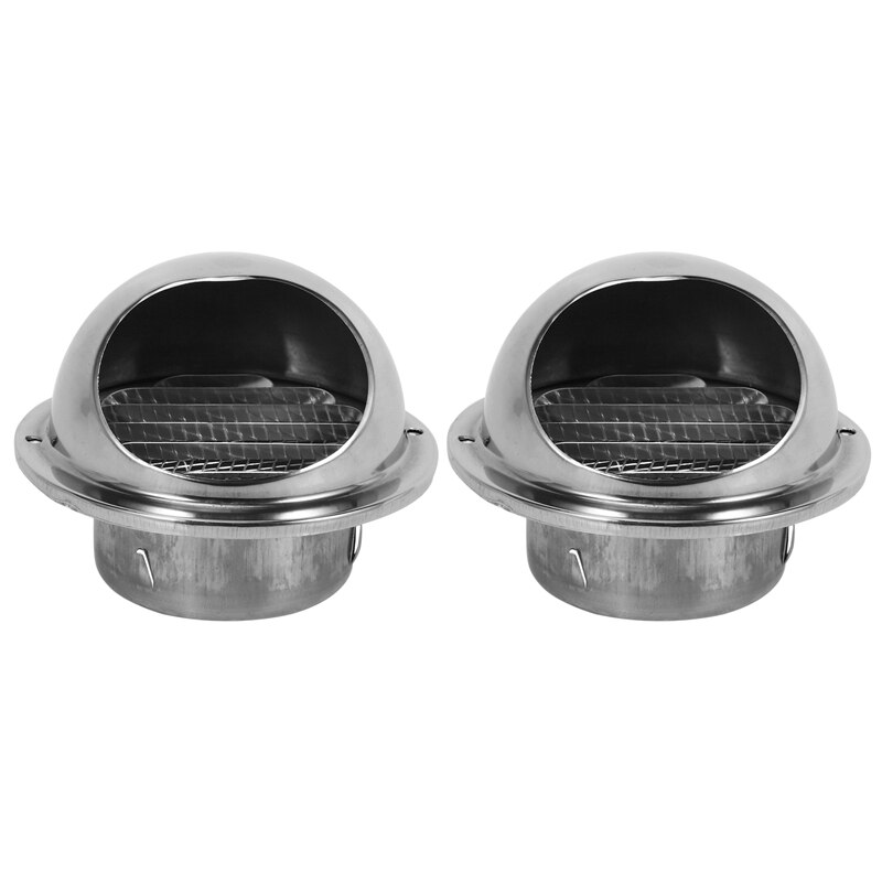 2X Rvs Ventilatie Muur Air Vent Uitlaat Extractor Ducting 80Mm