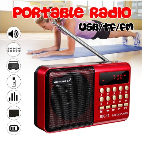 Mini Draagbare Radio Handheld Digitale FM USB TF MP3 Player Speaker Oplaadbare