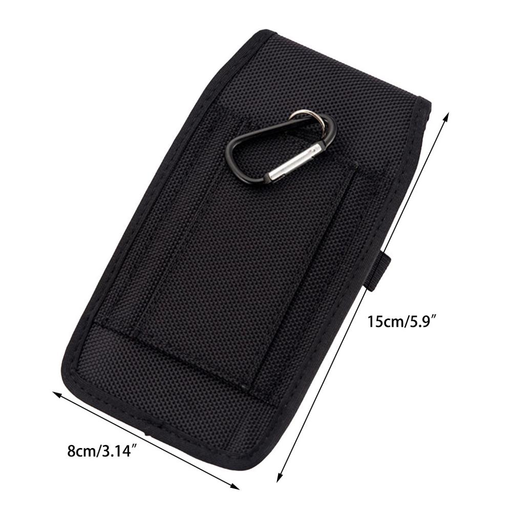 Casual Nylon Mobile Phone Waist Bag Hook Loop Holster Cellphone Pouch Cover for iPhone Samsung Xiaomi Huawei Accessories: A