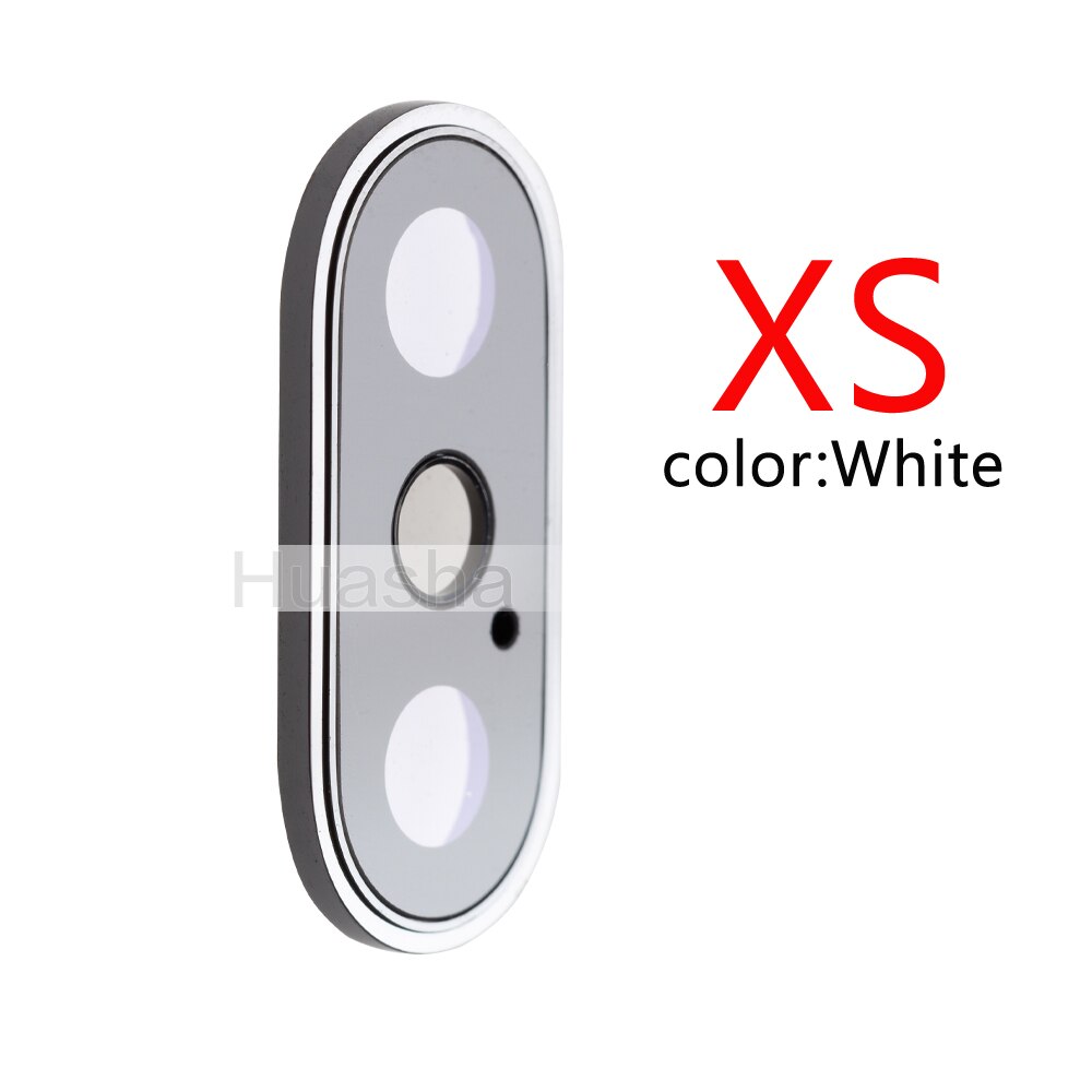 Voltar câmera traseira lente de vidro anel capa com moldura titular para o iphone x xr xs max lente de vidro da câmera + moldura peças: For Xs White