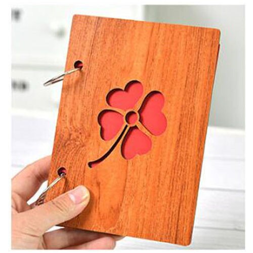 Album Photo en bois de 6 pouces, fait à la main, feuille ample, collé, pour bébés amoureux, mariage, DIY bricolage, Photo commémorative,: Leaf - red page