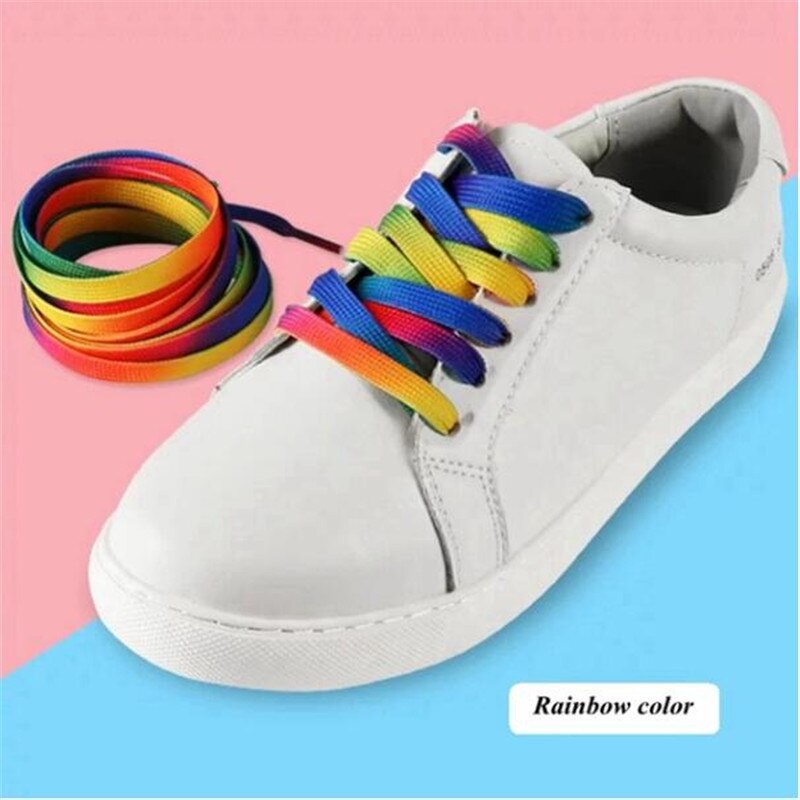 Cordones coloridos a la para zapatillas, cordones de lona de seda con gradiente de caramelo, arcoíris en crecimiento, 1 par: rainbow