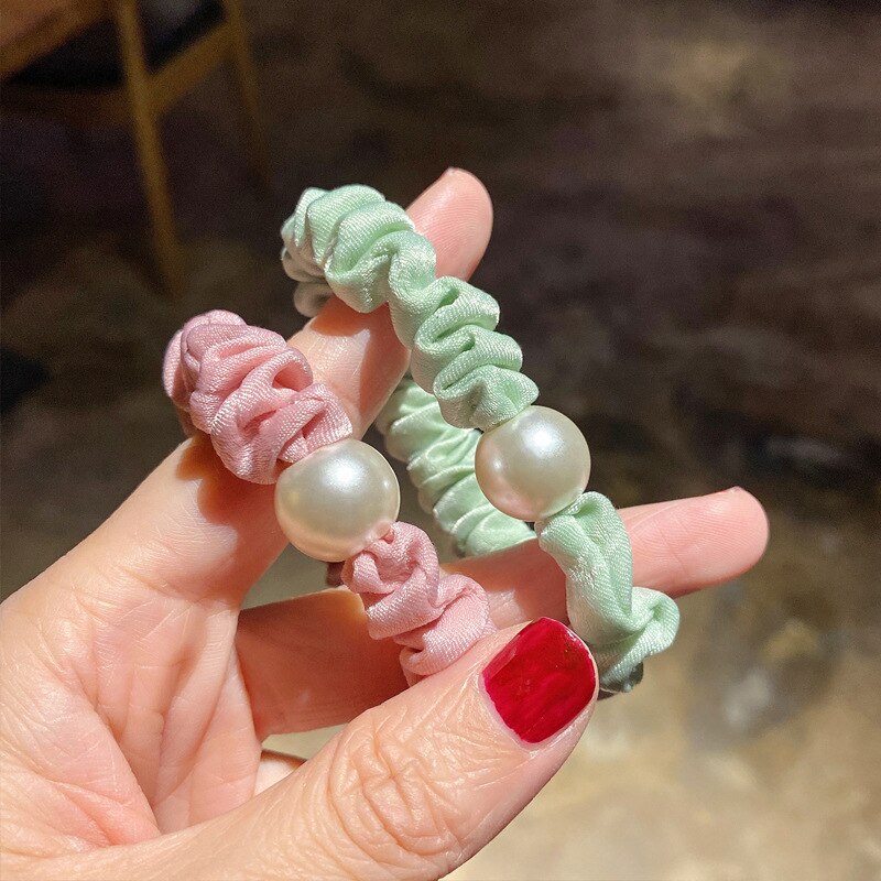 Bandas para el pelo para mujer y niña, accesorios para el cabello, Anillo para el pelo con perlas, banda de goma elástica, soportes para Coleta, adornos para la cabeza