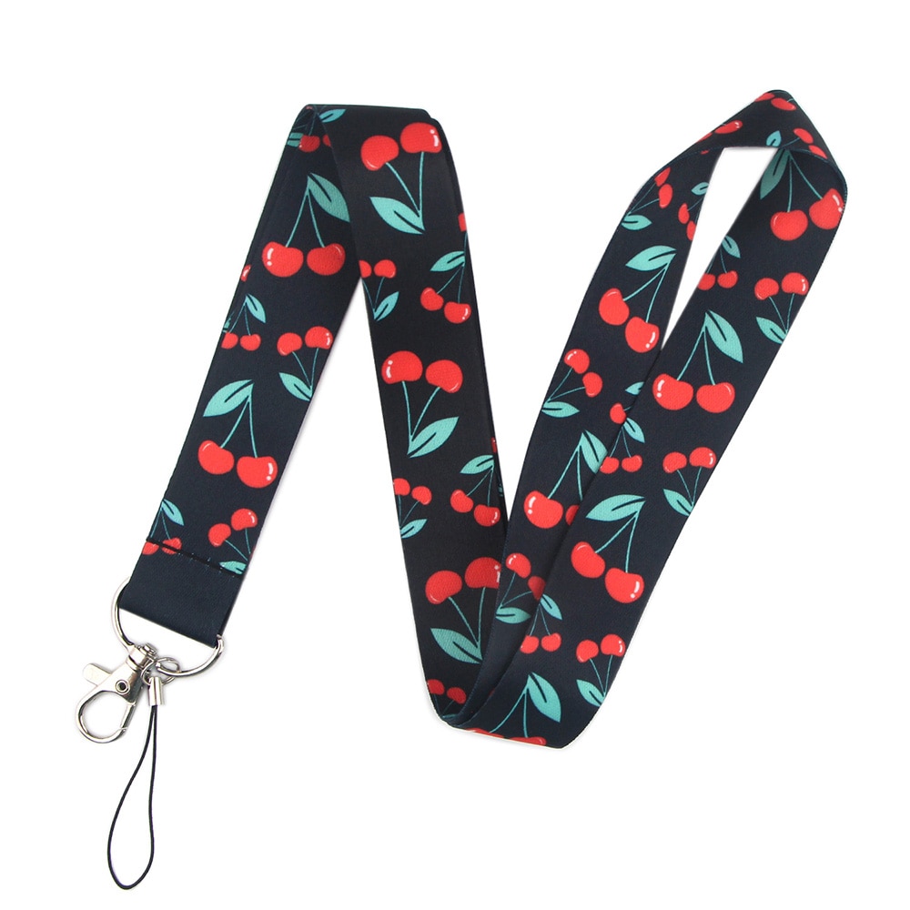 Cute Cherry Mobile Phone Straps Keychain Lanyard For Keys ID Card Badge Holder Neck Strap DIY Hang Rope Keycord Webbing Ribbon