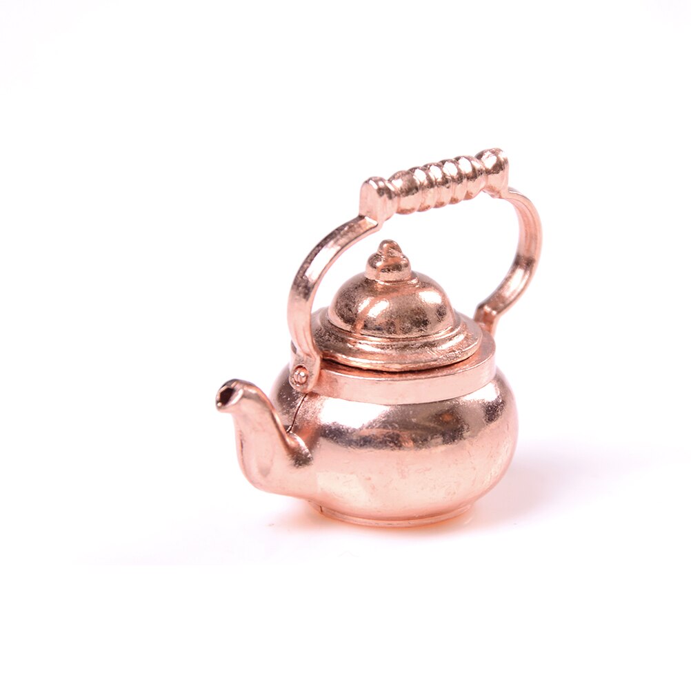 1/12 Dollhouse Classic Toys Miniature Copper Tea Kettle/Tea Pot /cups Pretend Play Furniture Toy for Miniature Kitchen Accessory