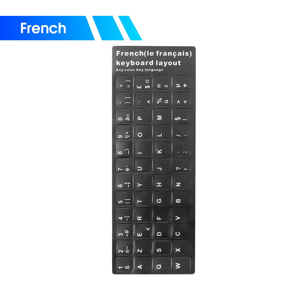 Pegatinas de teclado ruso, francés, ruso, español, árabe, adhesivos para portátil, fundas de teclado de escritorio